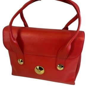 MCM Structured Satchel with Gold Accents